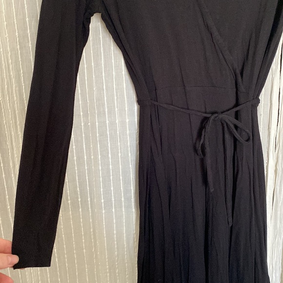H&M Black Wrap Midi Dress, Size 14 - Picture 5 of 7